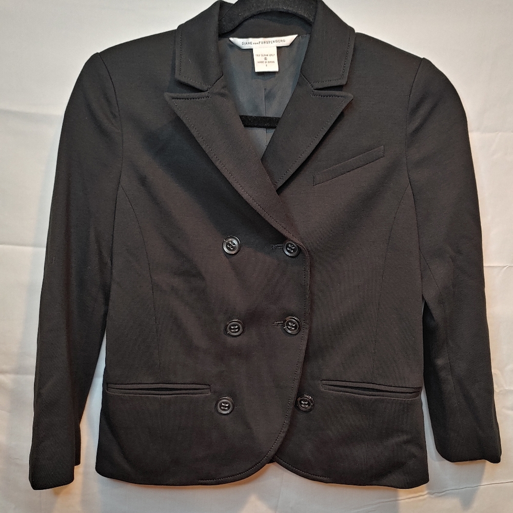 Diane von Fürstenberg Women's Black Double Breasted Blazer Size 2 NWOT